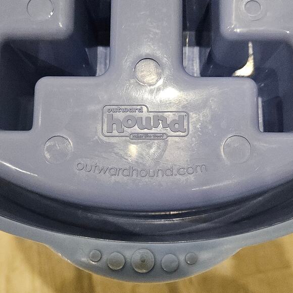 Outward Hound Slo Bowl Lot of 2 Dog Fun Slow Feeder Large Regular Blue Non Slip - Picture 9 of 10